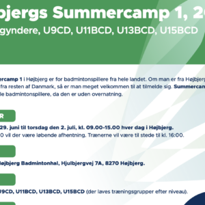 Højbjergs Summercamp 1 i 2026 (begyndere, U9D, U11BCD, U13BCD, U15BCD)