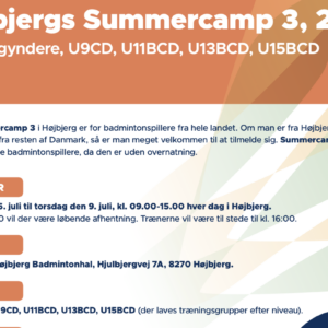 Højbjergs Summercamp 3 i 2026 (begyndere, U9D, U11BCD, U13BCD, U15BCD)